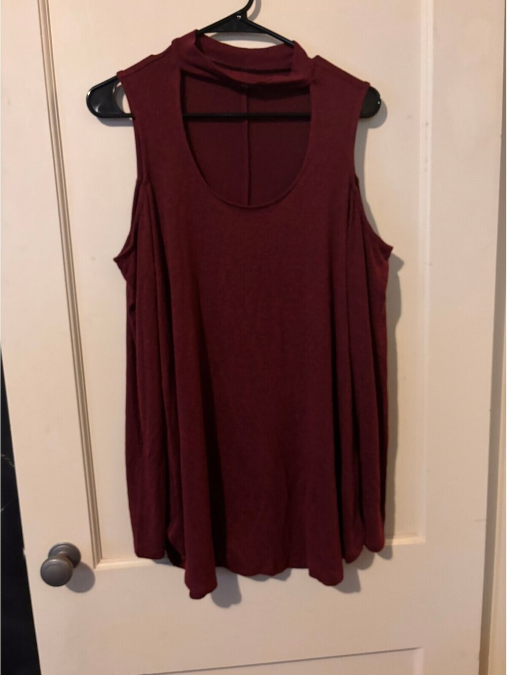 Burgundy cold shoulder long sleeve top Large